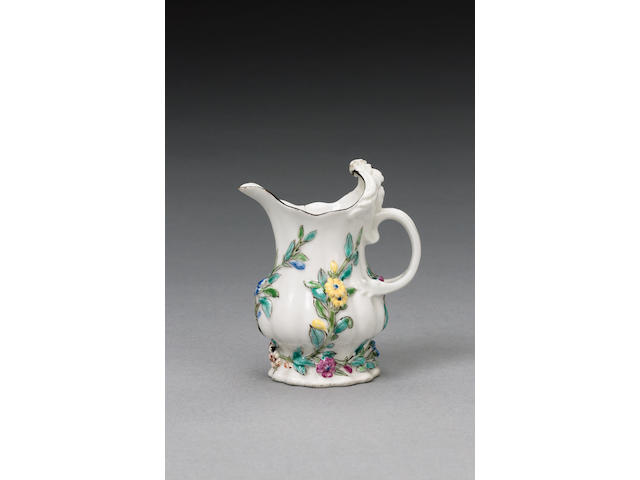 A rare early Chelsea 'Tea Plant' cream jug circa 1745-49