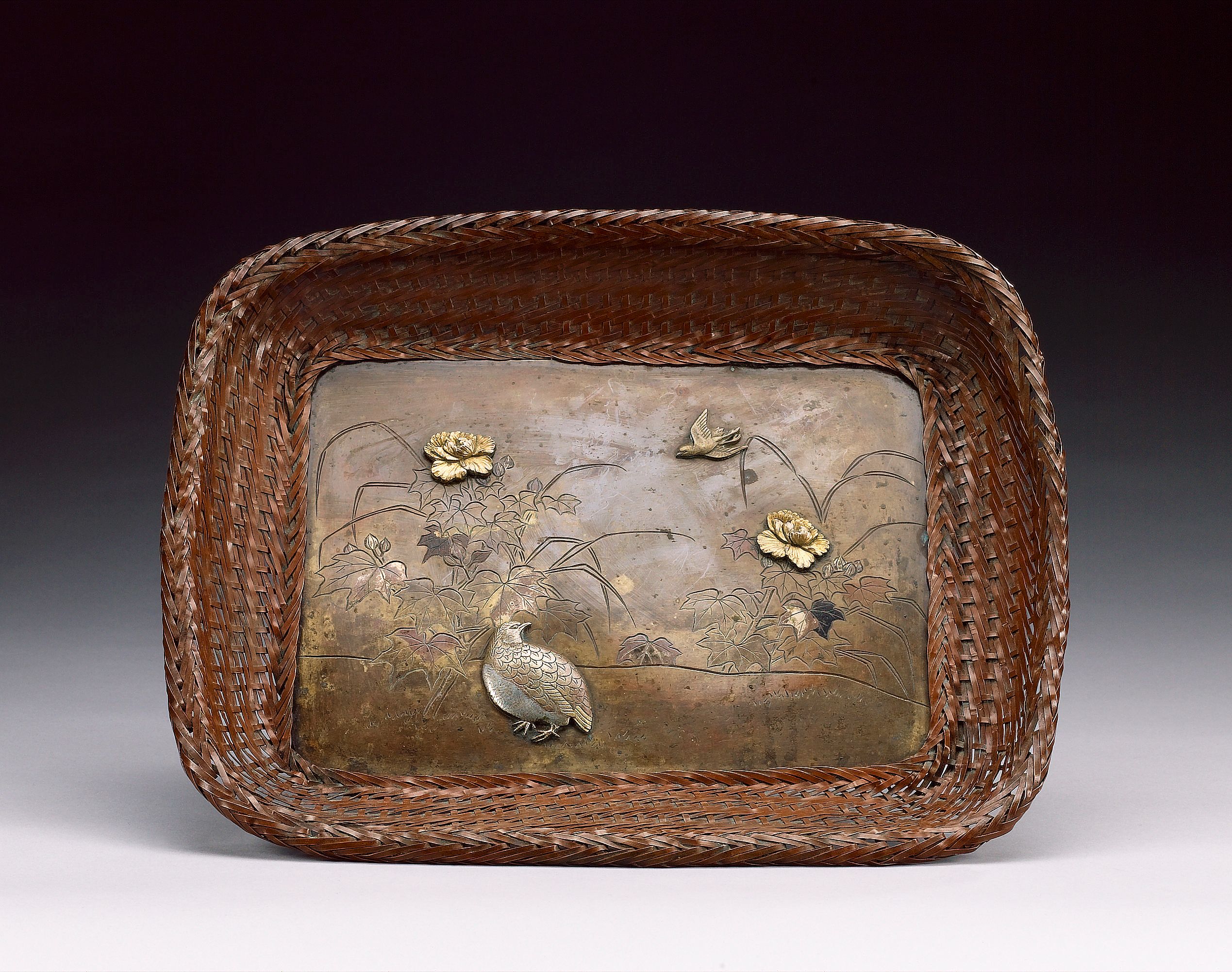 A bronze rectangular tray,