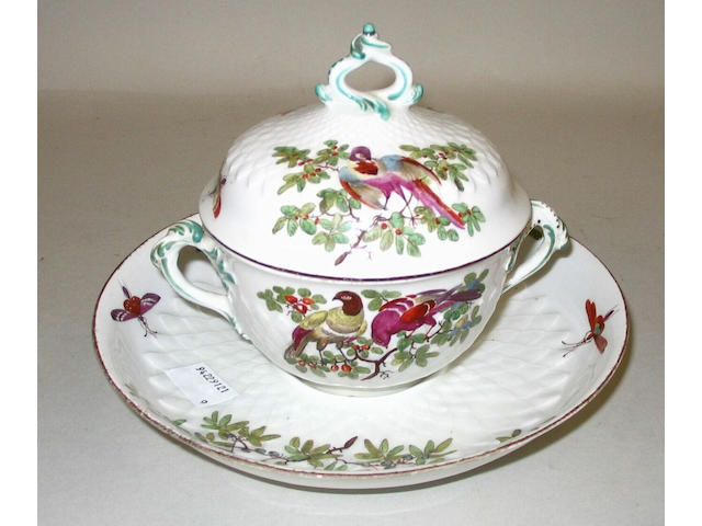 A Chelsea twin-handled bowl, cover and stand