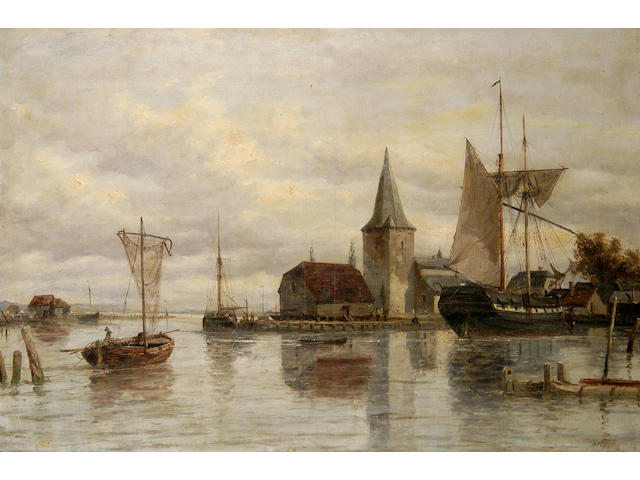 Richard Henry Nibbs (c.1816-1893) Boats in the harbour 82 x 122.5cm (32&#188; x 48in).