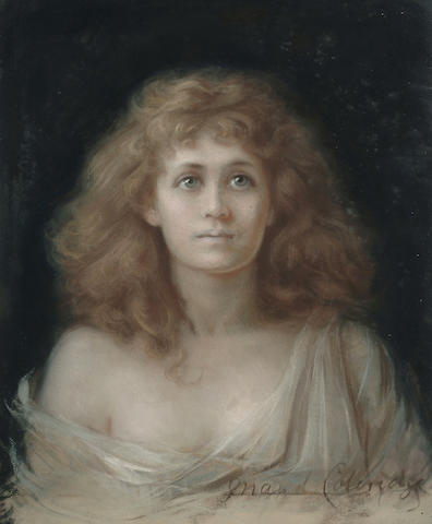 Maud Coleridge (British, exh.1893-1903) Portrait of a girl, bust-length, 60 x 50 cm (23 1/2 x 19 3/4 in)
