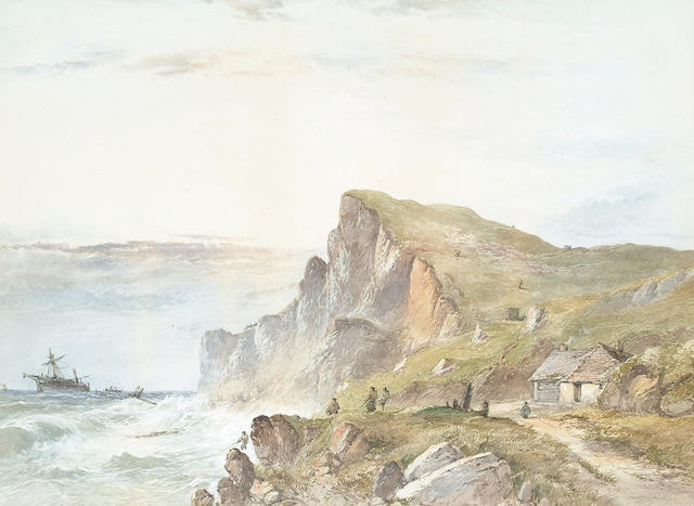 Circle of William Cook of Plymouth West Country coastal scene, 49.5 x 67 cm (19 1/2 x 26.5 in)