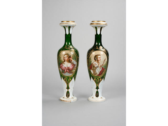 A pair of Bohemian overlay glass vases Circa 1880