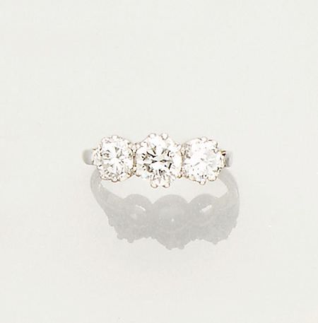 A diamond three-stone ring