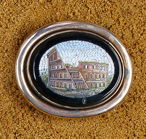 A mid-19th Century micro-mosaic brooch,