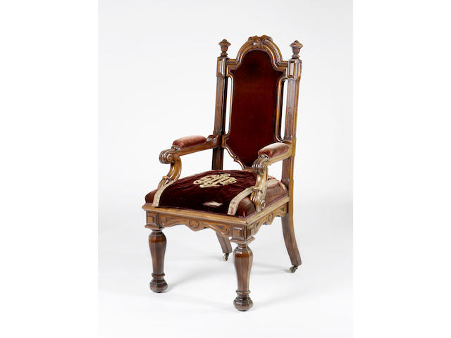 A Victorian mahogany Throne Chair,
