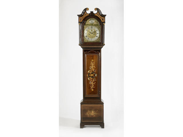 An Edwardian mahogany, rosewood and marquetry inlaid Longcase Clock, Howden of Edinburgh,
