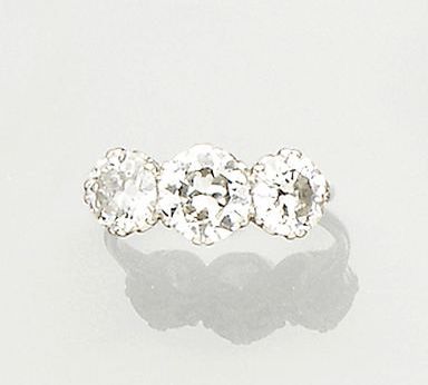 A diamond three-stone ring