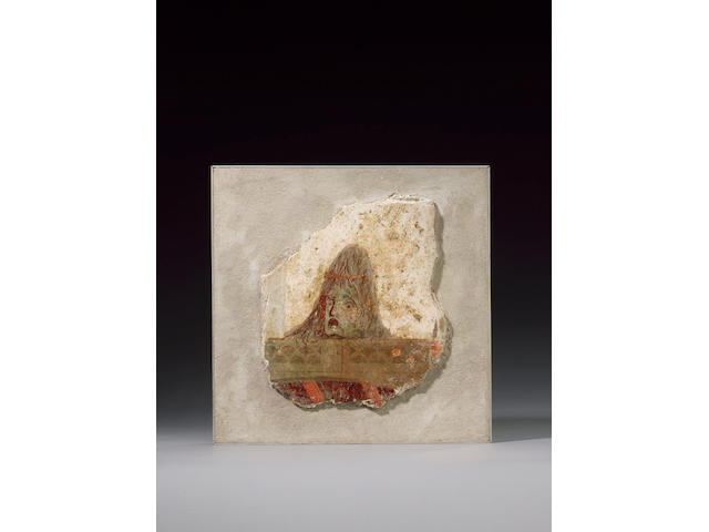A Roman painted fresco fragment