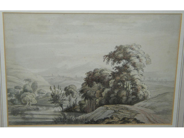 John Baptiste Claude Chatelain (1710-1771) British, Tree lined river,