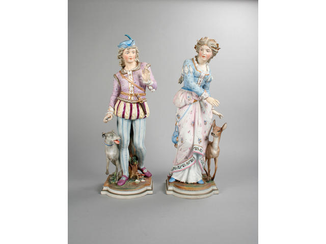 A large pair of Berlin bisque figures Late 19th Century
