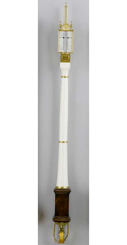 A late 20th century faux ivory portable stick barometer in the manner of Daniel Quare unsigned