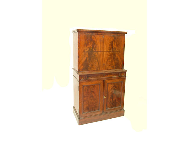 A Victorian mahogany secretaire cabinet,