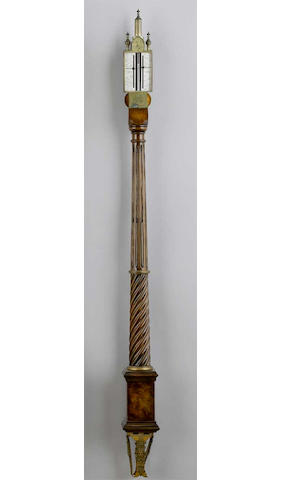 A good reproduction walnut portable stick barometer in the manner of Daniel Quare