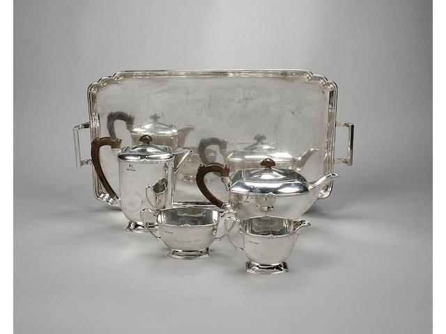 A four piece Art Deco tea and coffee service, by F C (untraced), Sheffield 1945,