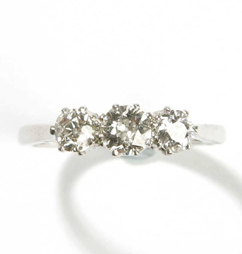 A diamond three-stone ring
