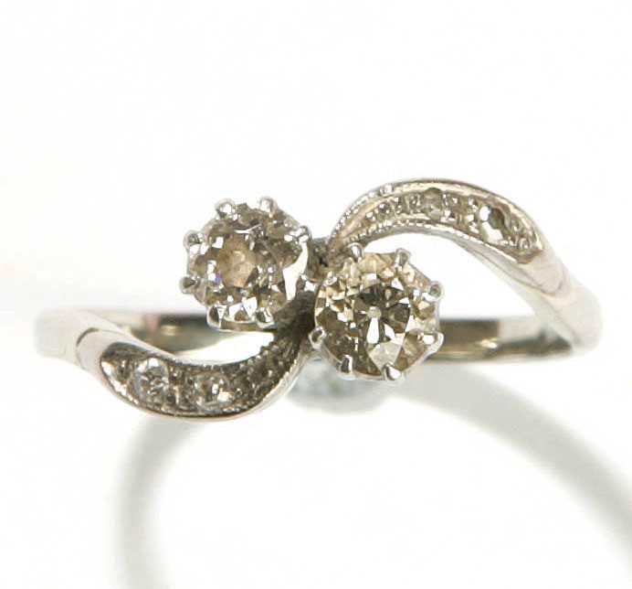 A diamond two-stone ring