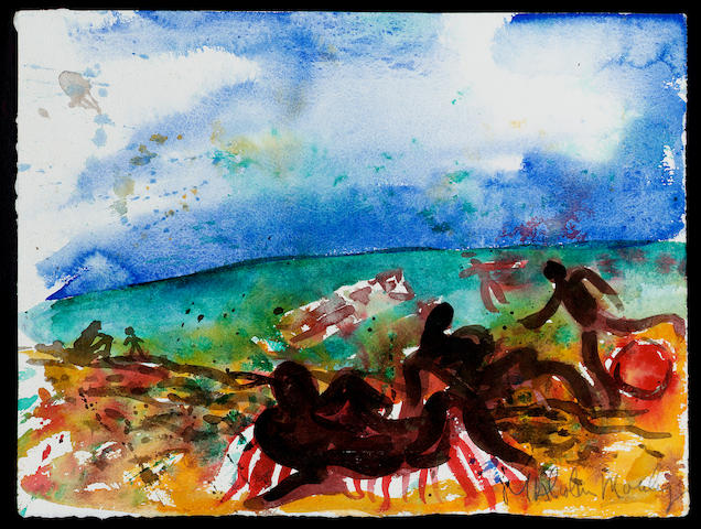 Malcolm Morley (b.1931) On the Beach 28.4 x 37.5 cm. (11 1/4 x 14 3/4 in.)