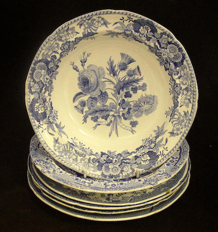 A group of blue printed plates Circa 1820-40