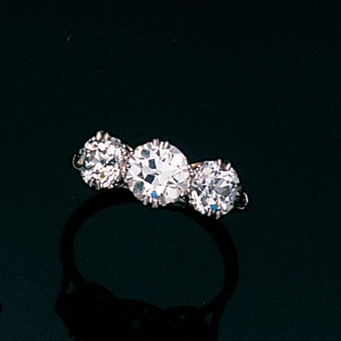 A diamond three-stone ring