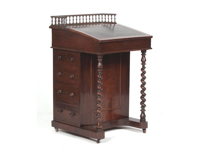 A late Victorian rosewood Davenport