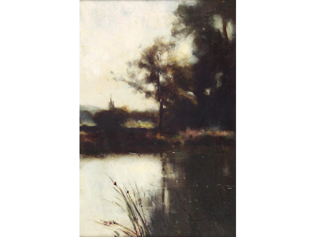 James Paterson PRSW RSA RWS (1854-1927) The Mill Pond, Moniaive (1880) 46cm x 30.5cm
