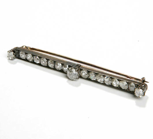 A Victorian diamond bar brooch