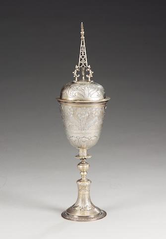 A silver-gilt replica of a 17th century steeple cup and cover, by Arthur Martin & Frank Herbert Parsons, London 1910,
