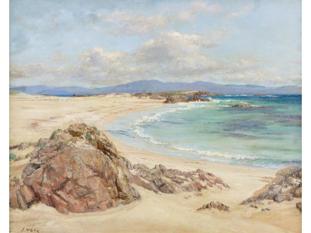 John McGhie (1867-1952) "The white sands of Iona" 70 x 90cm
