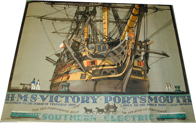 Bonhams : Southern Electric q.r. poster HMS Victory, Portsmouth
