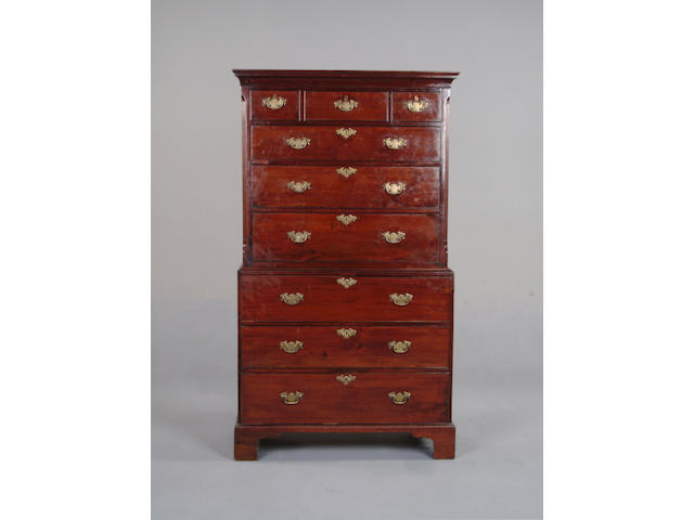 A George III mahogany secretaire chest