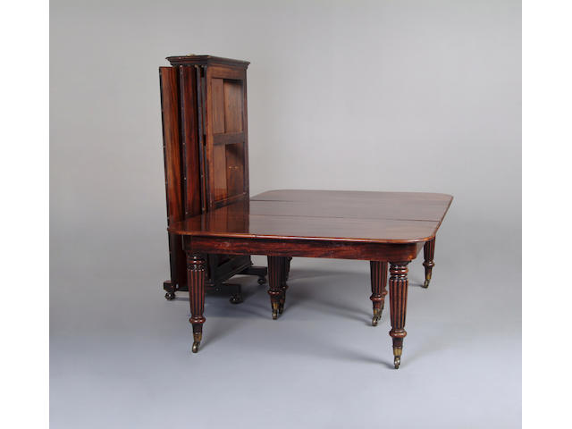 A late Regency mahogany extending dining table possibly attributed to Gillows