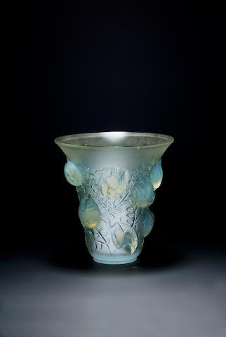 Ren&#233; Lalique 'Saint-Fran&#231;ois' an Opalescent and Stained Glass Vase, design 1930