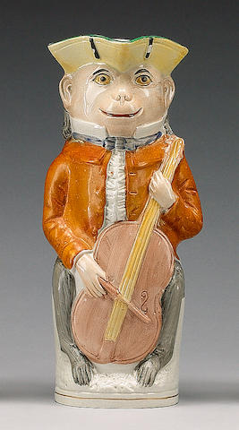 A monkey musician Toby Jug, circa 1870,