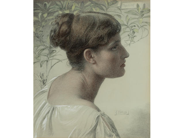 Anthony Frederick Augustus Sandys (British, 1829-1904) Penelope 48.5 x 42 cm. (19 x 16 1/2 in.)