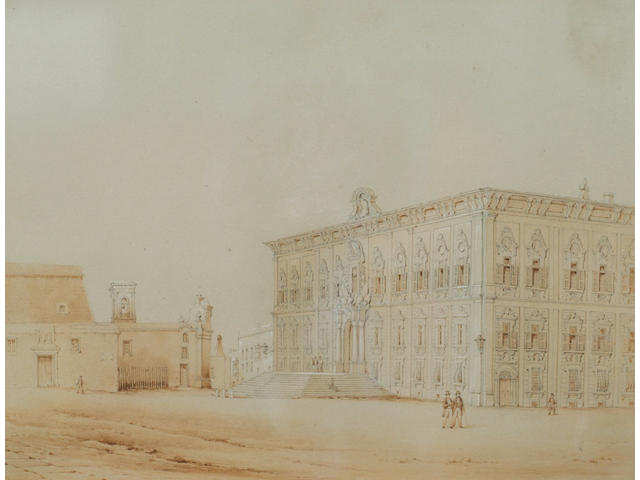 Attributed to Gian Gianni (19th century) 'Palazzo Regina, Valetta' 21 x 27cm