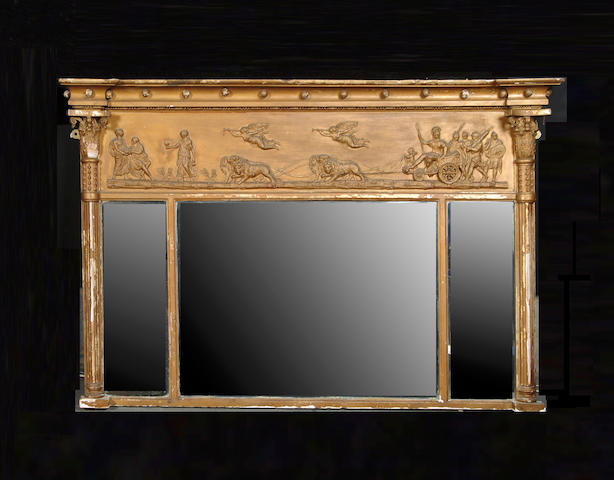 A Regency gilt composition overmantle mirror