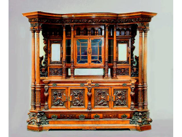 A large Victorian carved walnut sideboard,