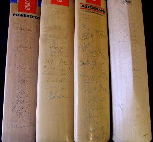 Autographed cricket bats,