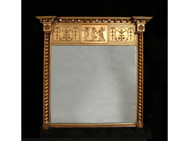 A Regency revival giltwood and composition overmantel mirror