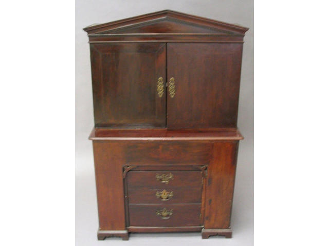 A mahogany cabinet, George III and later converted,