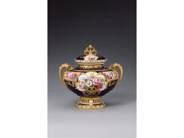A Royal Crown Derby vase and cover by Albert Gregory date code for 1902