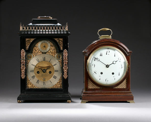 An 18th Century ebonised bracket clock with associated movement,
