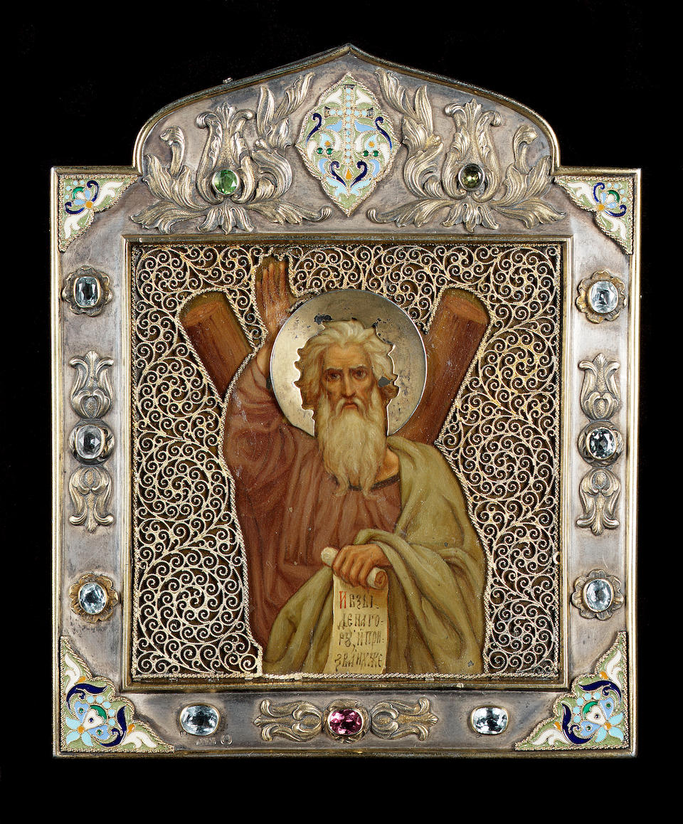 Sergei Ivanovich Vashkov: An elaborate icon of St. Andrew the First Called, P.I. Olovianishnikov and