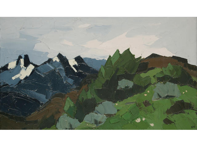 Sir Kyffin Williams (born 1918) 'The Andes above Esquel, Patagonia', 44 x 75cm.