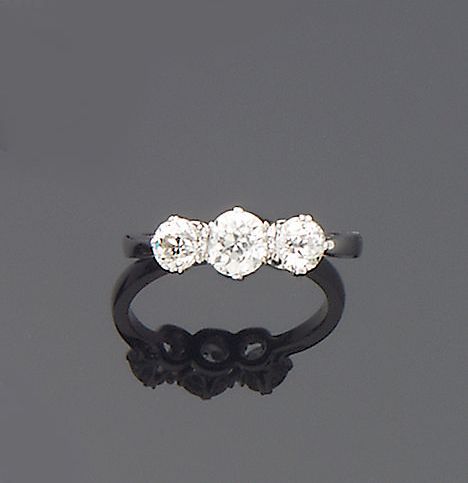 A diamond three-stone ring