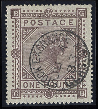 1882-83 wmk. Anchor: &#163;1 brown-lilac GB, on slightly blued paper, a very fine used example, strong fresh colour.