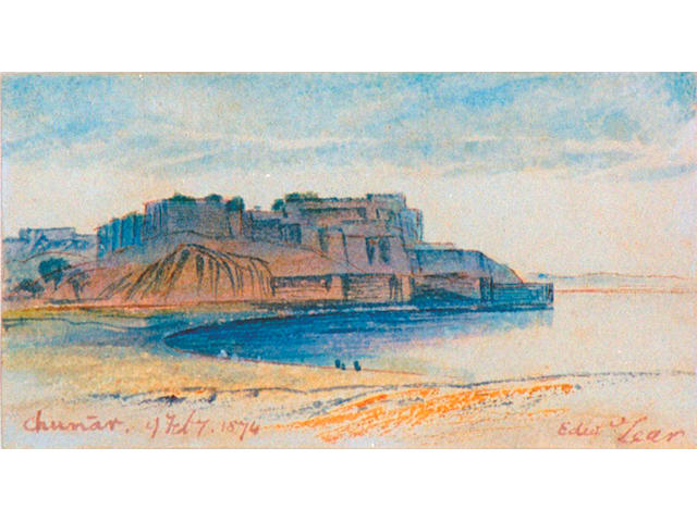 Edward Lear (1812-1888) 'Lake Scene, Chunar, India' 8 x 13cm (3 x 5in)