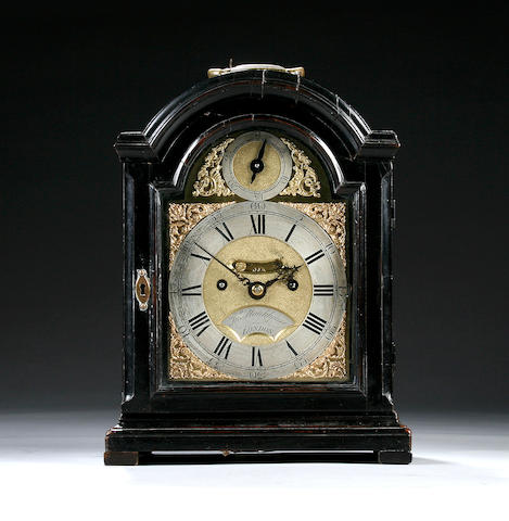 An ebonised bracket clock, John Monkhouse, London, circa 1770,