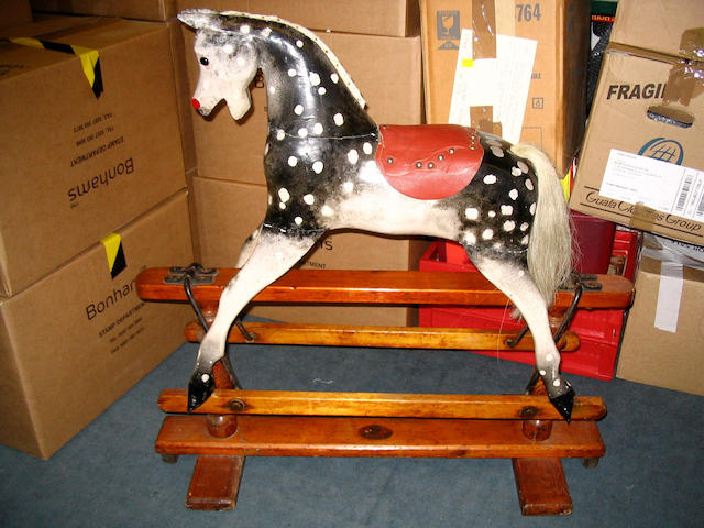 Painted carved wooden Rocking horse, English 1920's